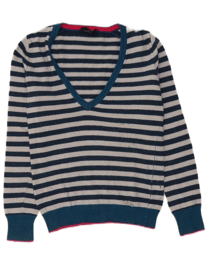 Suéter feminino HARMONT & BLAINE com decote em V Reino Unido 10 pequeno azul marinho