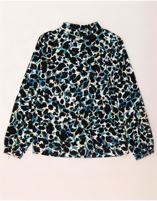 Blusa feminina Zara com gravata frontal UK 10 pequena estampa animal multicolorida