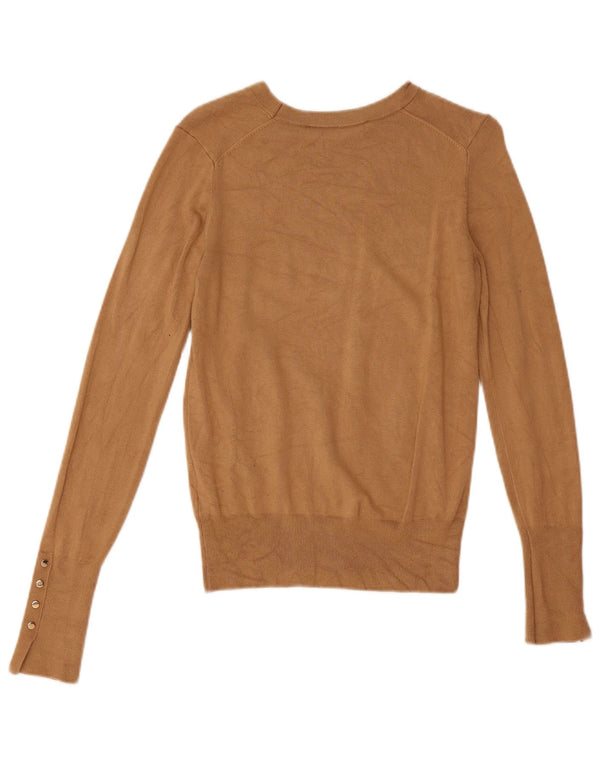 Suéter feminino Zara com gola canoa, Reino Unido 10, pequeno, bege, viscose