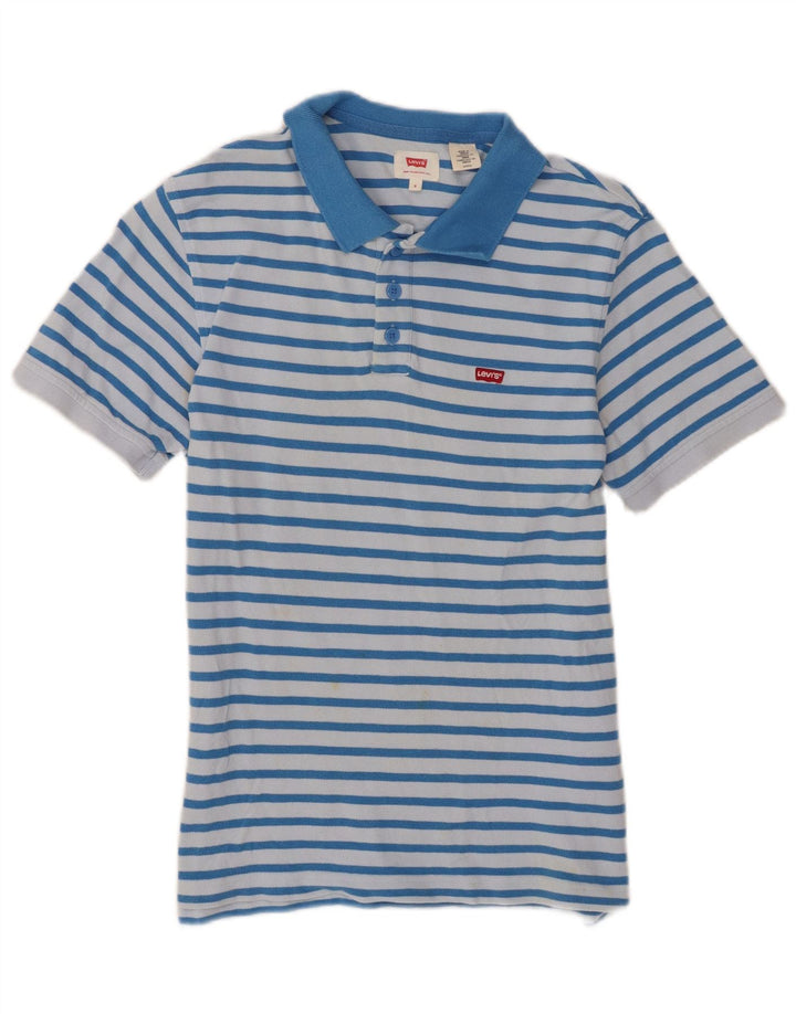 Camisa polo masculina Levi's pequena listrada azul de algodão
