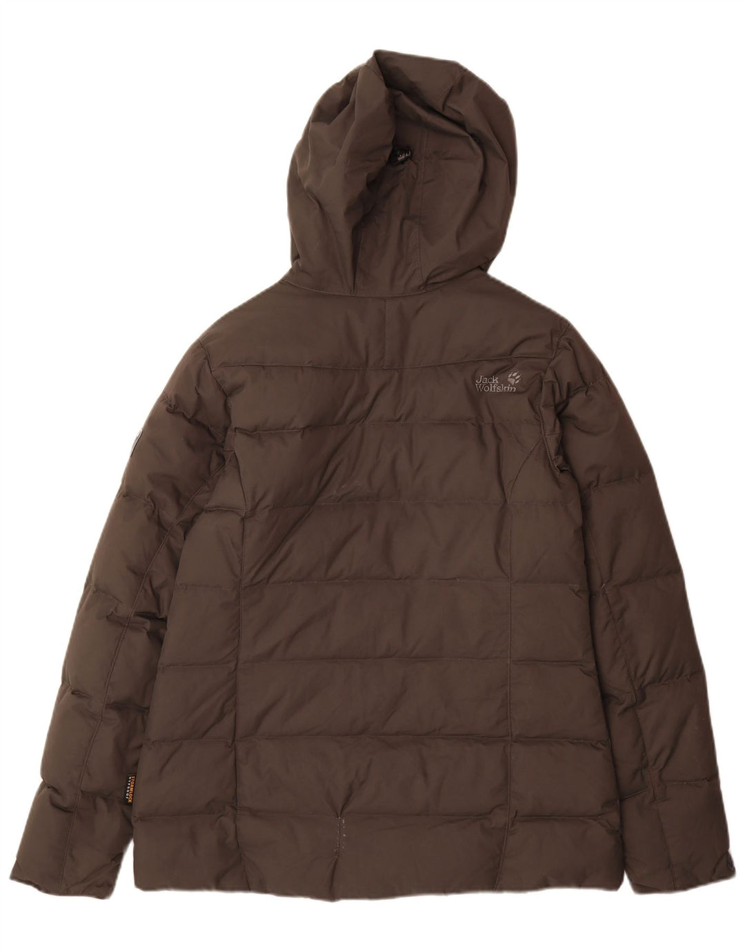 Jaqueta acolchoada com capuz feminina Jack Wolfskin UK 12/14 médio marrom poliamida