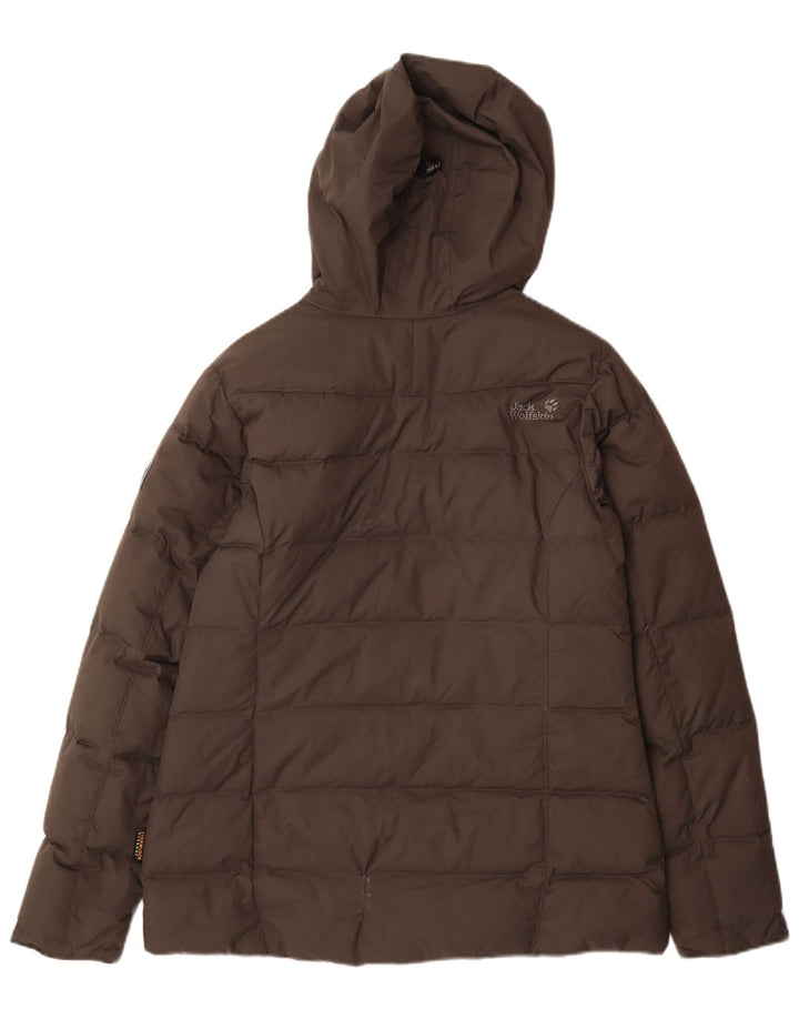 Jaqueta acolchoada com capuz feminina Jack Wolfskin UK 12/14 médio marrom poliamida