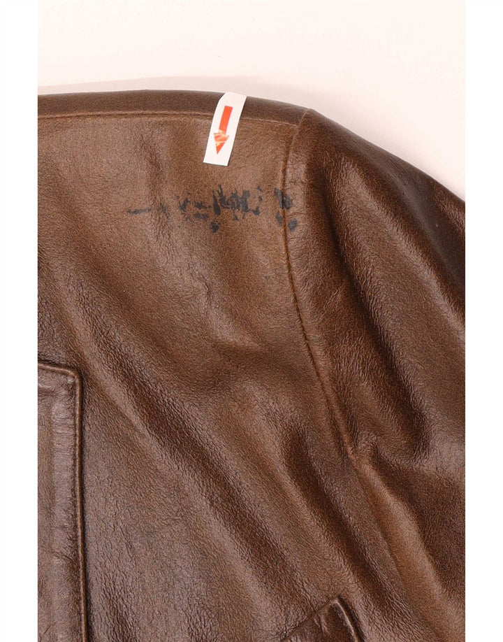 Jaqueta de couro masculina vintage UK 36 pequena marrom clássica