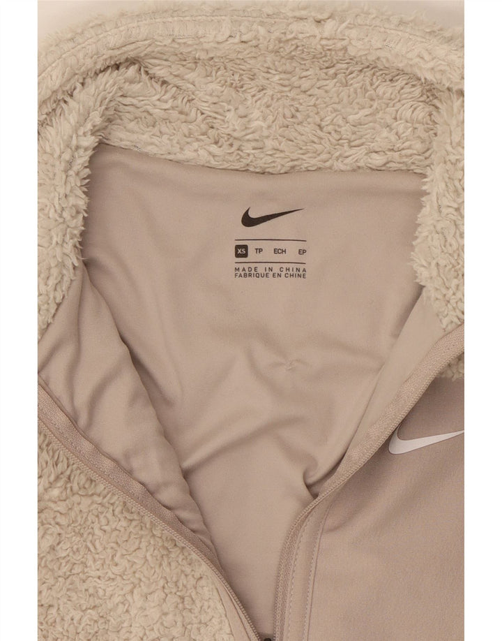 Jaqueta de lã oversized feminina NIKE UK 6 XS bege Colourblock poliéster