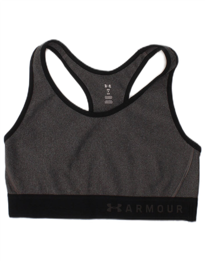 Under Armour Camiseta feminina de compressão gráfica pequena cinza manchada esportiva