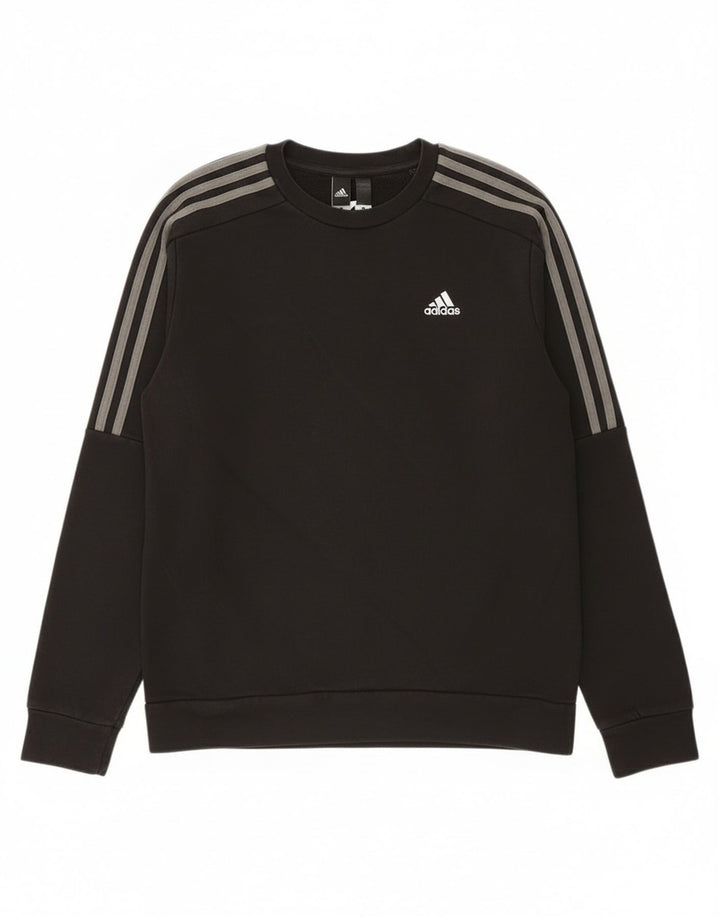 Adidas Mens Moletom Jumper Pequeno Algodão Preto