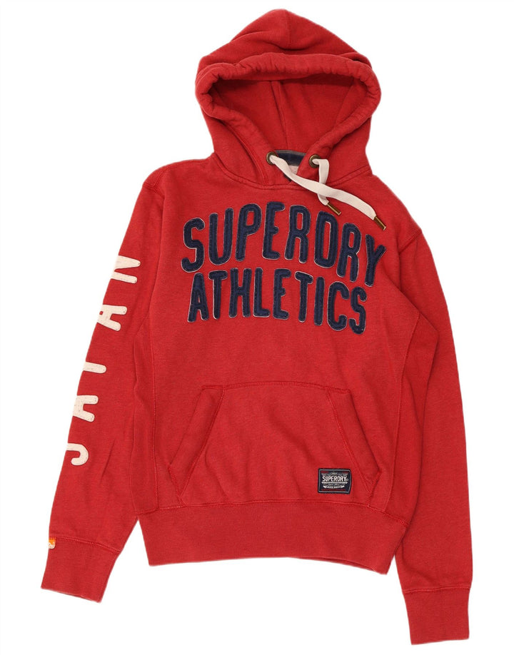 SUPERDRY moletom com capuz masculino gráfico pequeno algodão vermelho