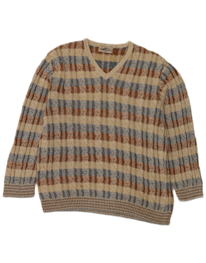 Suéter masculino Hemmond com decote em V XL algodão xadrez multicolorido