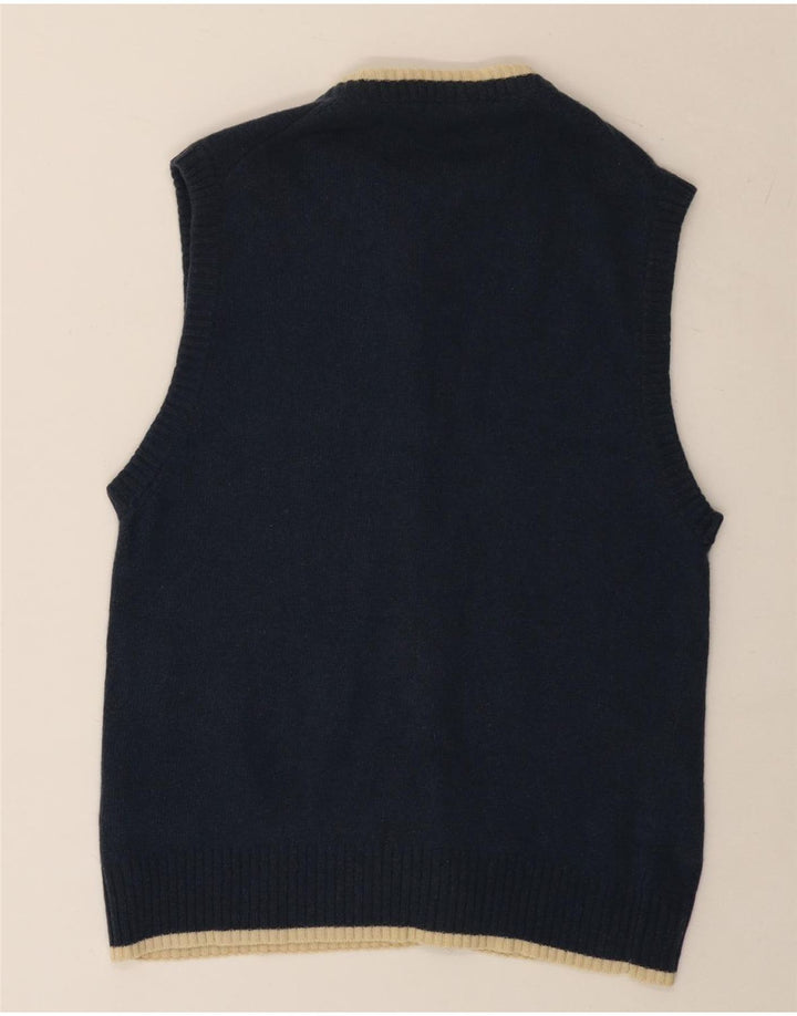 Suéter cardigã feminino sem mangas Sergio Tacchini Reino Unido 12 médio azul marinho