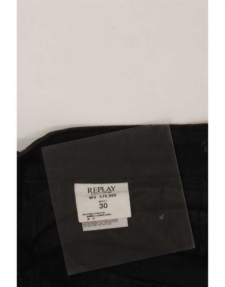Replay Shorts jeans feminino médio W30 algodão preto