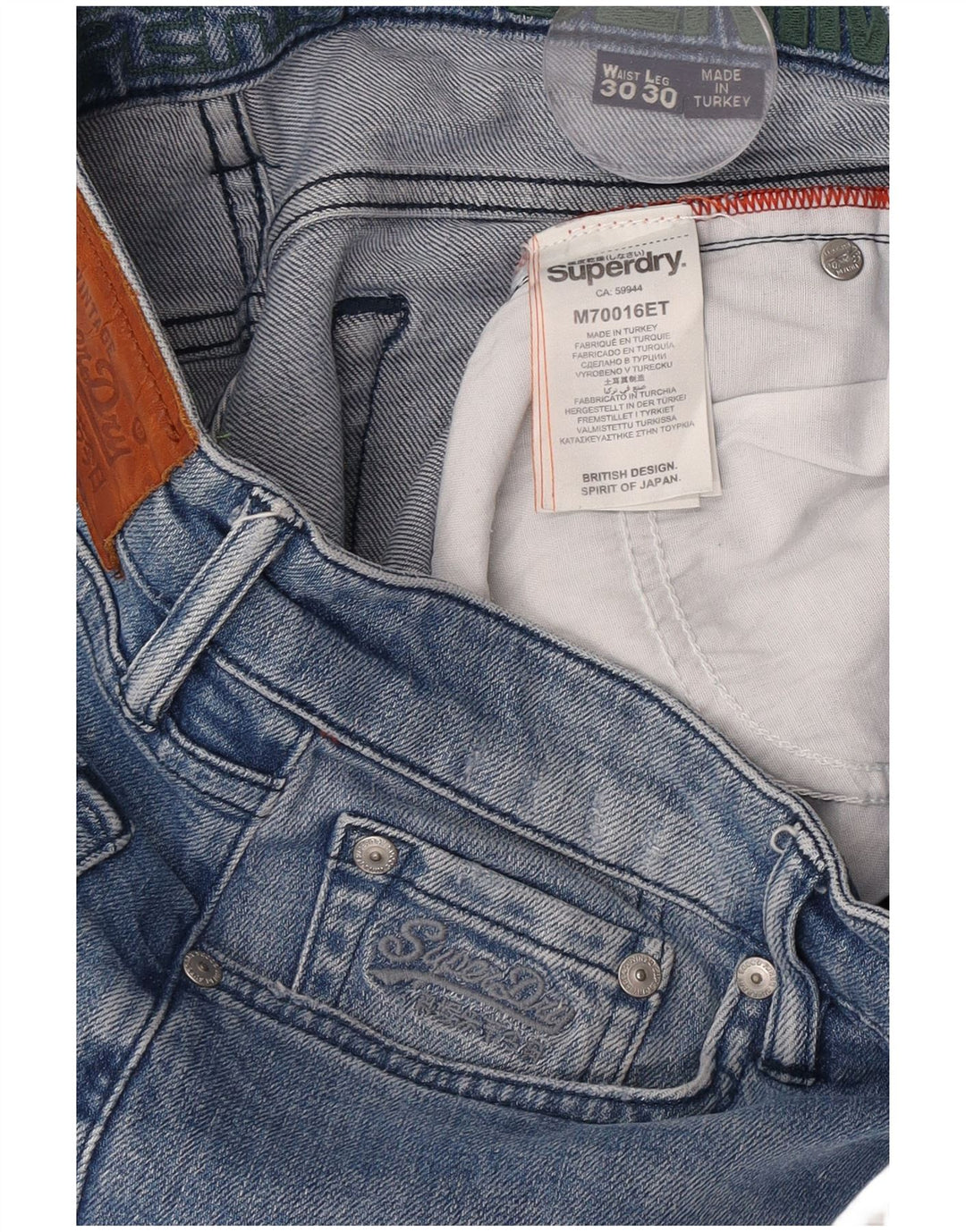 Jeans Superdry Masculino Slim W30 L27 Azul Algodão