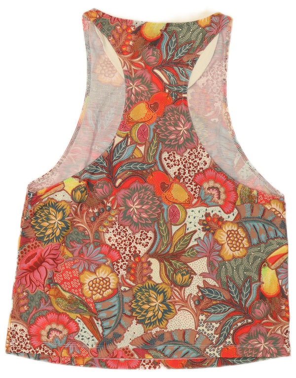 ADIDAS Womens Graphic Vest Top UK 12 Médio Poliéster Floral Multicolorido
