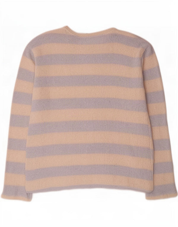 Suéter feminino Zara com gola canoa e listrado azul médio UK 14