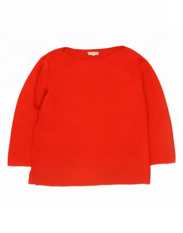 Suéter feminino Hobbs manga 3/4 com gola canoa Reino Unido 12 rayon vermelho médio