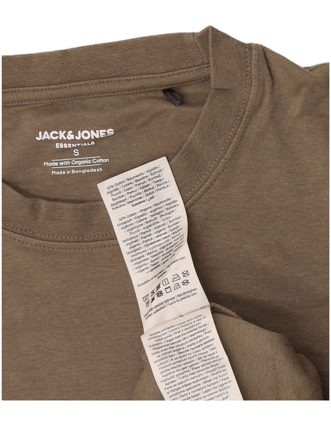 Camiseta masculina Jack & Jones Top pequeno algodão cáqui