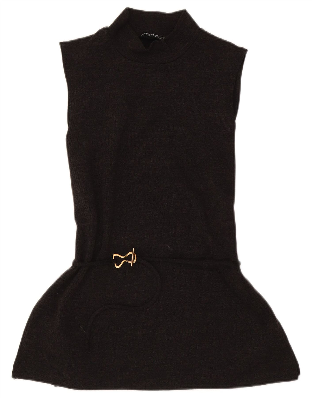 Vestido básico feminino sem mangas Zara UK 12 poliéster marrom médio