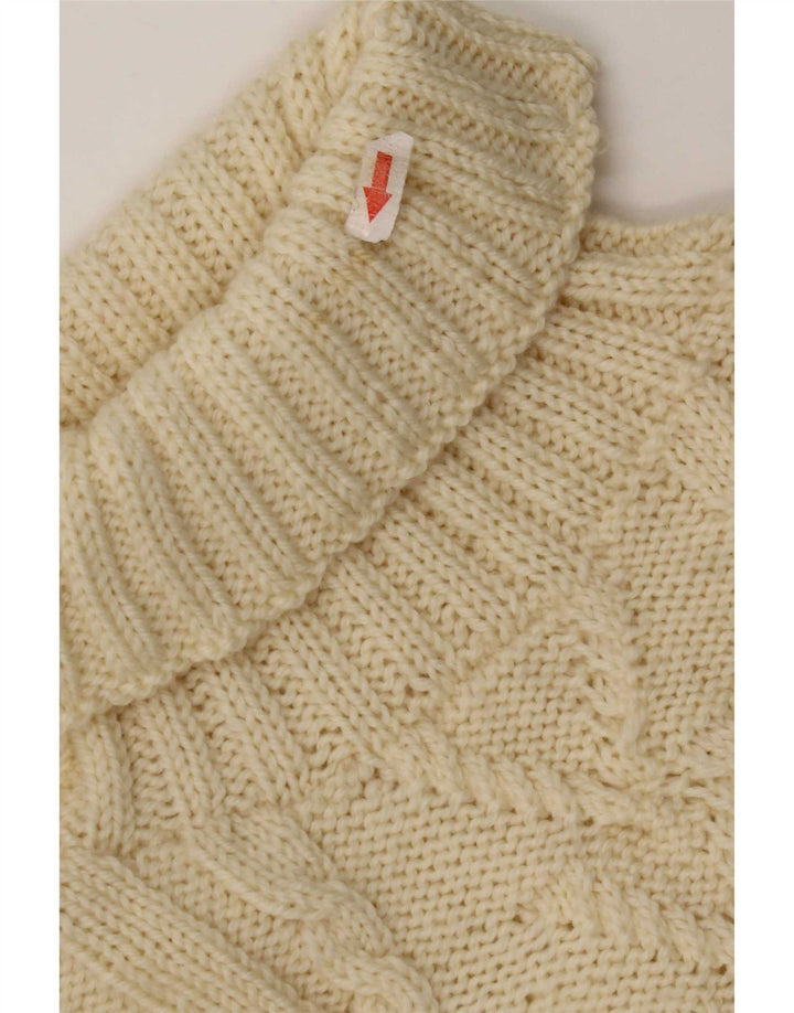 Suéter feminino vintage com gola redonda UK 12 médio off white
