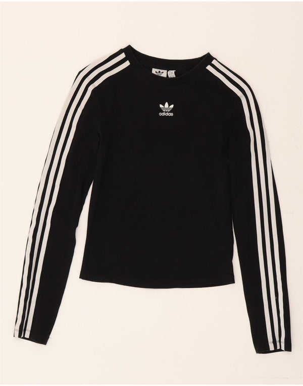 Top cropped feminino Adidas manga comprida UK 4/6 XS algodão preto