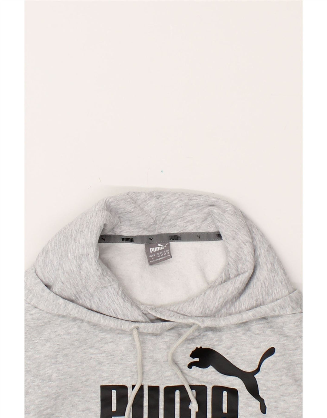 PUMA Womens Graphic Hoodie Jumper UK 12 Medium Grey Cotton Vintage Puma and Second-Hand Puma from Messina Hembry 