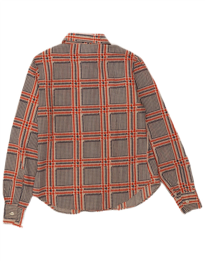 Camisa feminina vintage IT 46 grande xadrez multicolorido