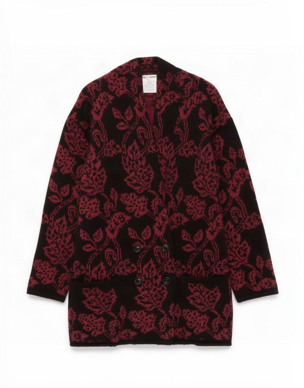 Suéter cardigã feminino Laura Ashley Longline Reino Unido 10 pequeno floral preto