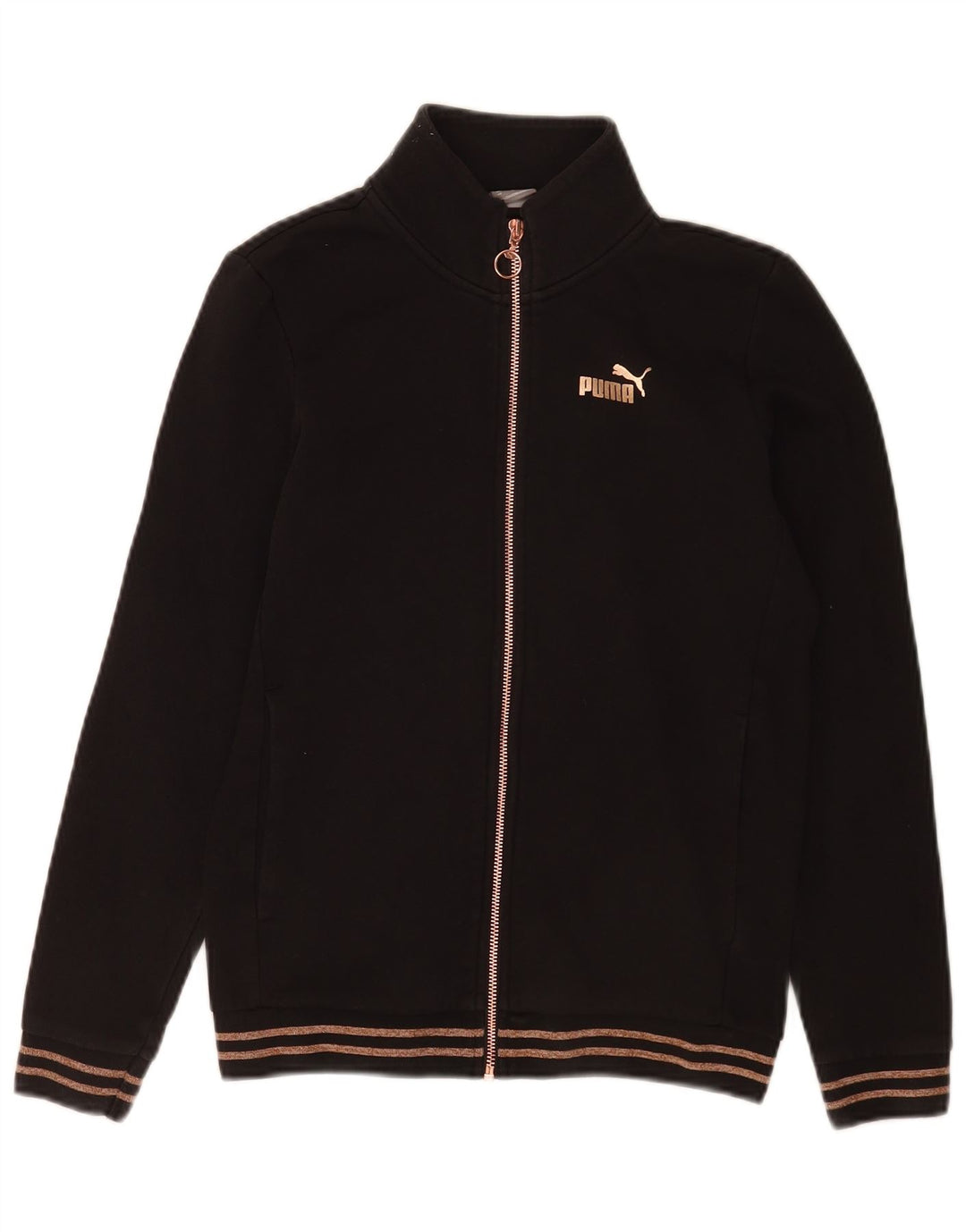 Puma Womens Tracksuit Top Jacket UK 6 XS Preto Listrado