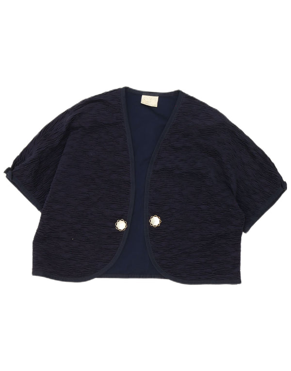 Bolero feminino Liola manga curta aberto IT 52 2XL algodão azul marinho