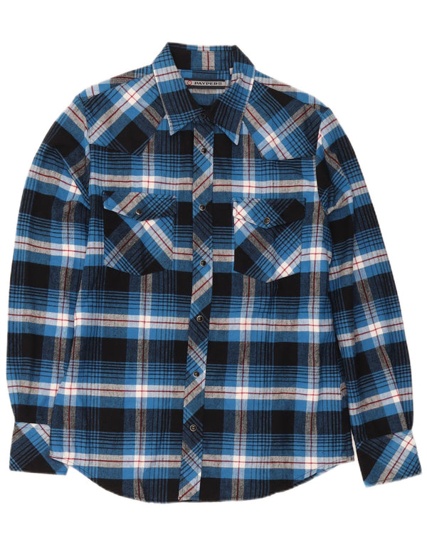 Camisa masculina de flanela de ajuste regular Payper, algodão xadrez azul pequeno