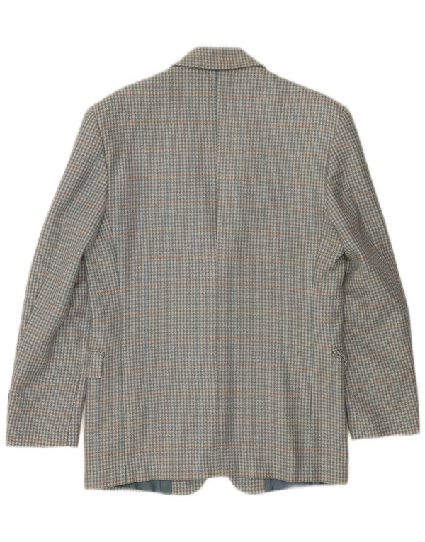 Jaqueta blazer masculina VINTAGE com 2 botões IT 46 pequena cinza houndstooth nova lã