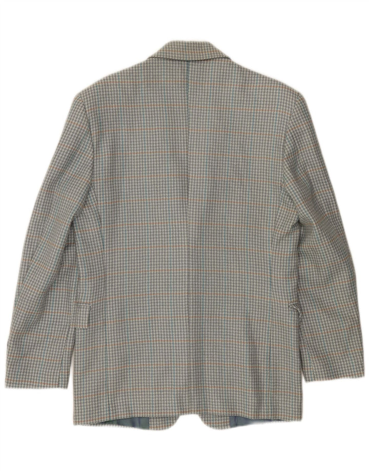 Jaqueta blazer masculina VINTAGE com 2 botões IT 46 pequena cinza houndstooth nova lã