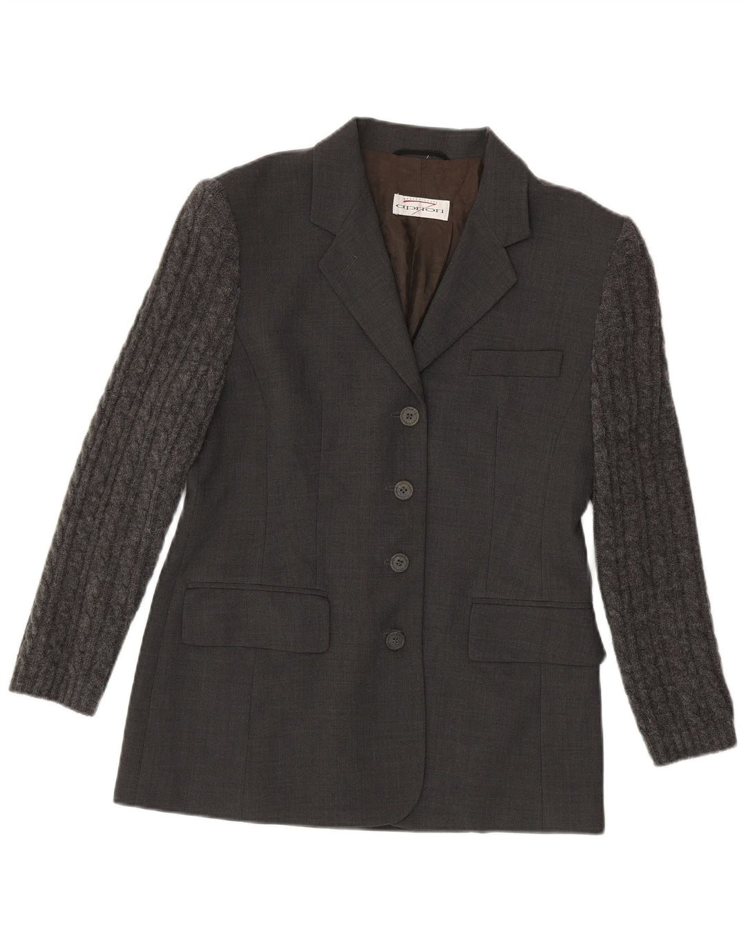 Jaqueta Blazer Feminina Apriori com 4 Botões UK 12 Poliéster Cinza Médio