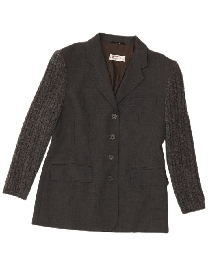 Jaqueta Blazer Feminina Apriori com 4 Botões UK 12 Poliéster Cinza Médio