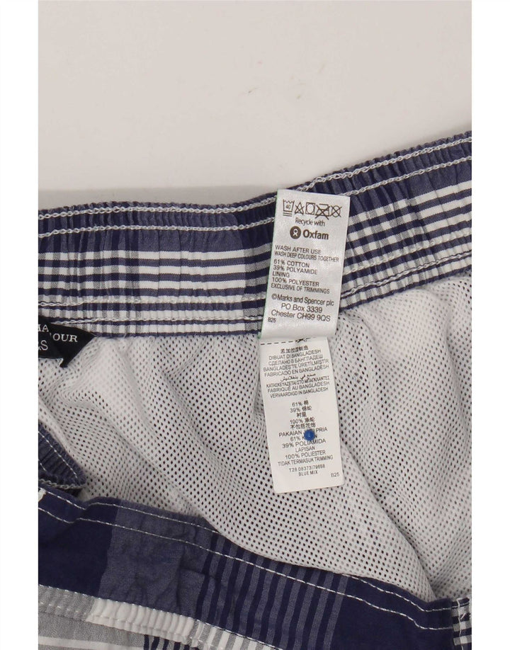 Shorts de natação masculino Marks & Spencer Blue Harbor grande algodão xadrez azul