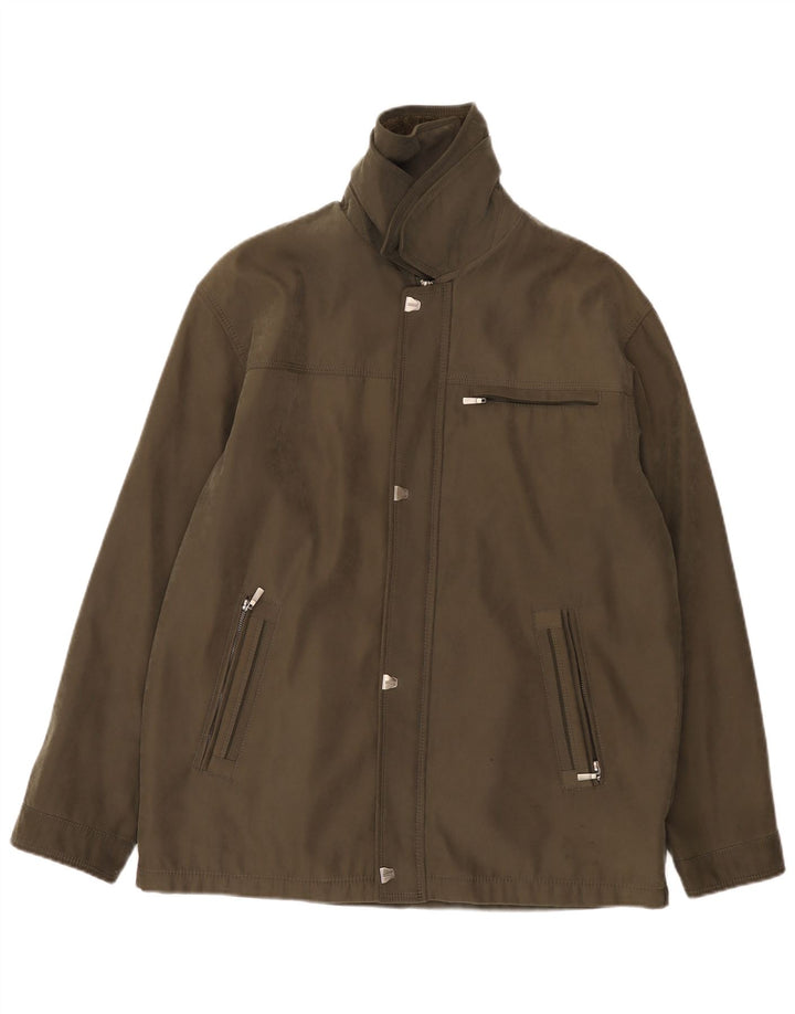 Jaqueta corta-vento masculina vintage IT 50 grande poliamida cáqui