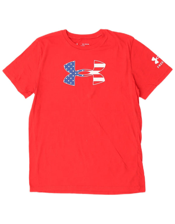 Camiseta gráfica Under Armour Boys Top 13-14 anos XL algodão vermelho