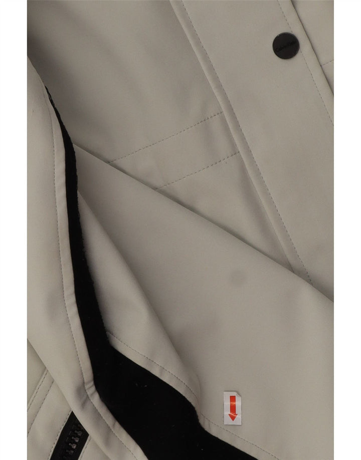 Casaco corta-vento feminino CALVIN KLEIN com capuz Reino Unido 16 grande poliéster cinza