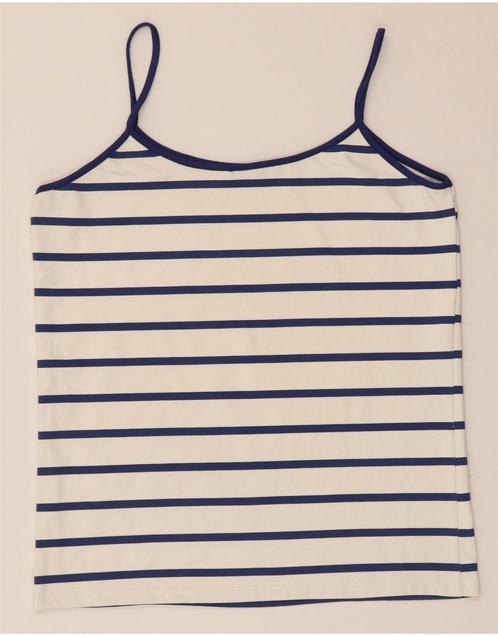 Zara Womens Cami Top UK 14 Grande listrado branco