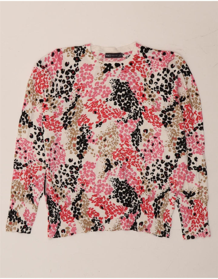 Suéter feminino Marks & Spencer com gola redonda Reino Unido 14 grande multicolorido