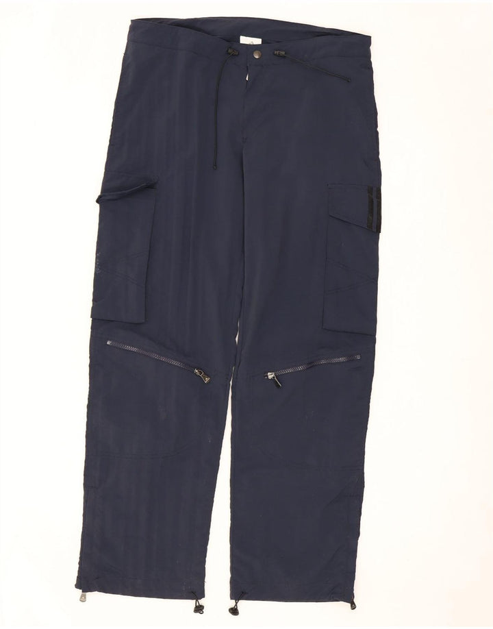 Calças cargo retas masculinas ADIDAS pequenas nylon azul marinho