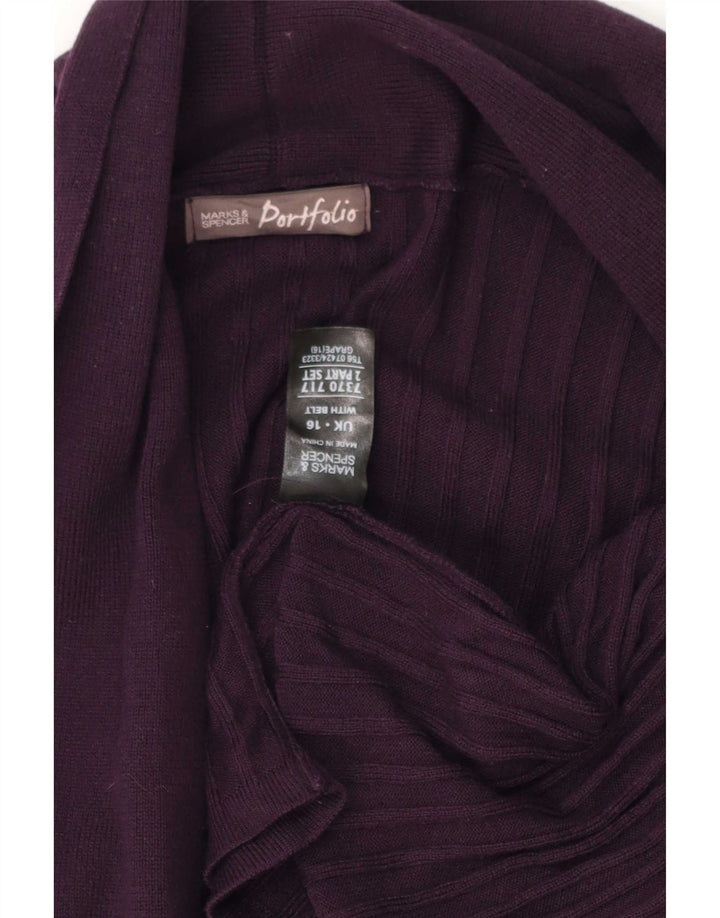 Marks & Spencer Suéter feminino Longline Open Cardigan Reino Unido 16 Grande Roxo