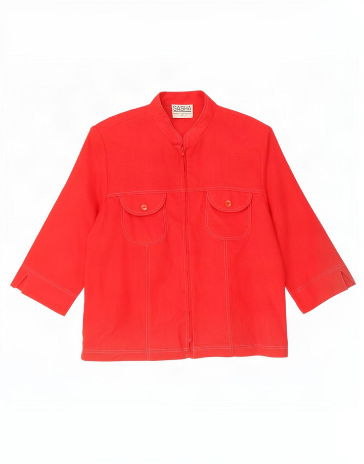 Blusa feminina Sasha manga 3/4 Reino Unido 14 linho vermelho médio