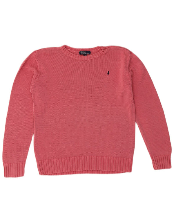 Polo Ralph Lauren Suéter feminino com gola redonda, tamanho 14, rosa médio