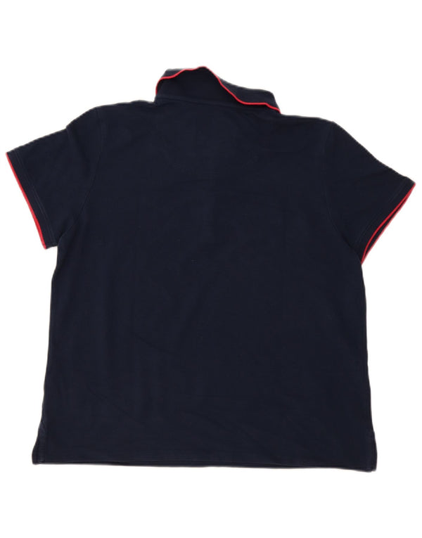 Camisa polo feminina Crew Clothing UK 14 grande algodão azul marinho