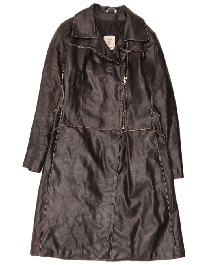 Casaco trench feminino de couro Conbipel IT 42 médio preto