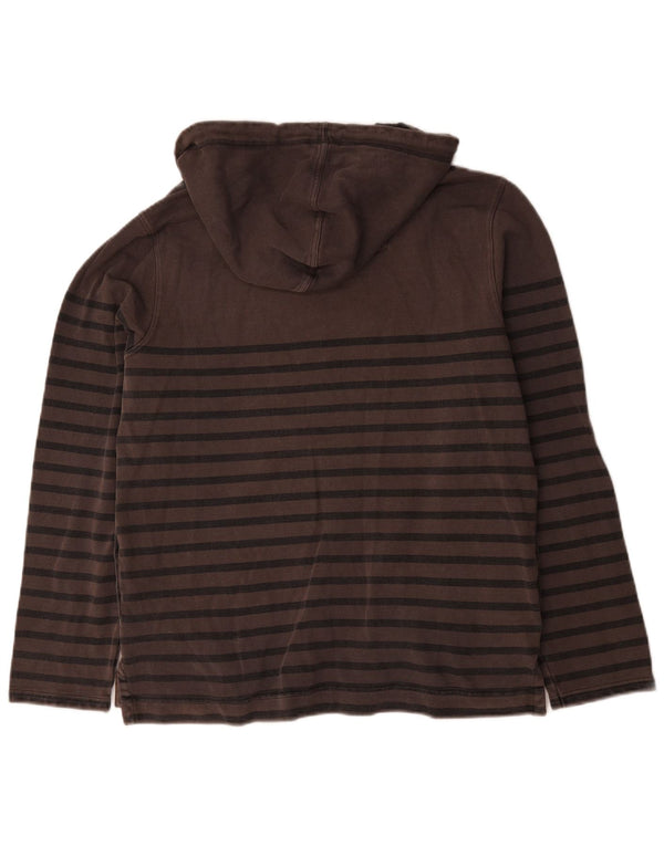 Fat Face Mens Zip Neck Hoodie Jumper Médio Algodão Listrado Marrom