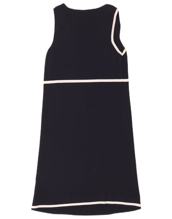 Vestido feminino Luisa Spagnoli sem mangas UK 12 azul marinho médio