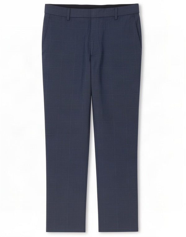 Calça Chino Masculina Slim Fit Marks & Spencer W32 L29 Azul Marinho Xadrez