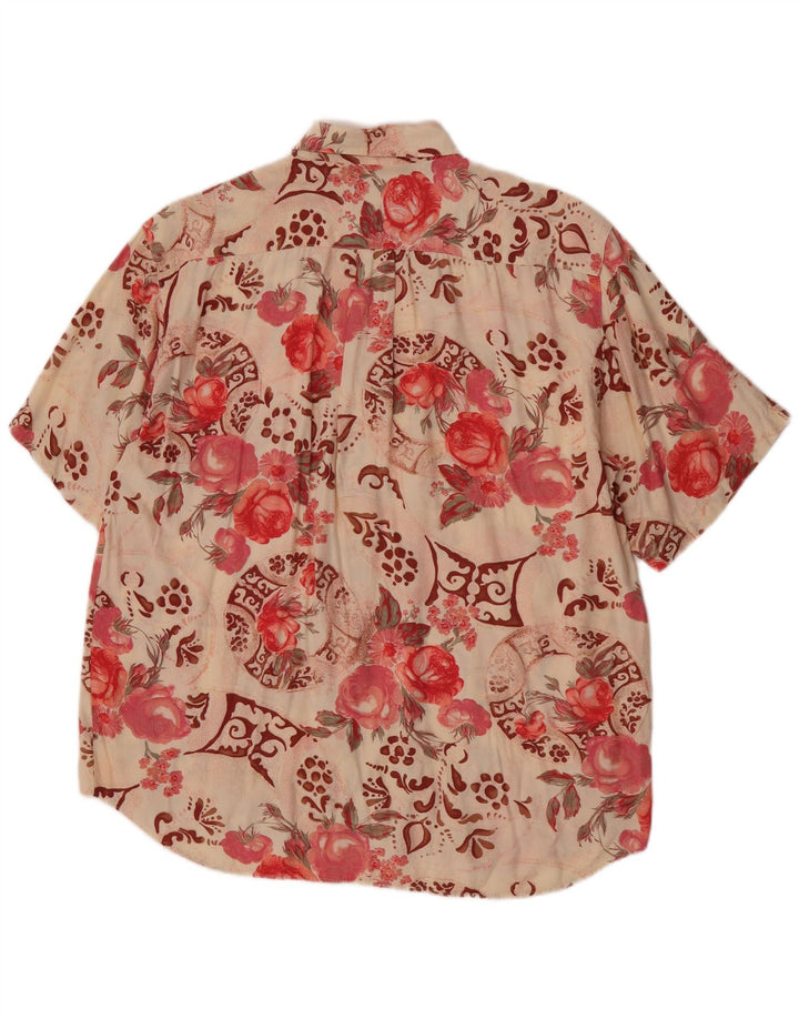 Camisa masculina de manga curta Quarry, grande viscose floral multicolorida