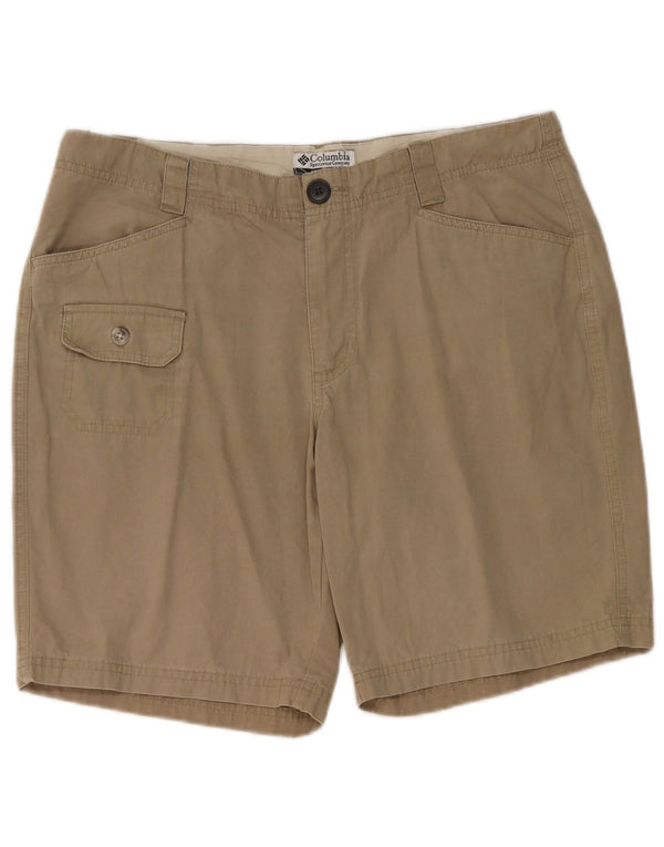 Shorts cargo feminino Columbia EUA 10 grande W32 algodão cáqui
