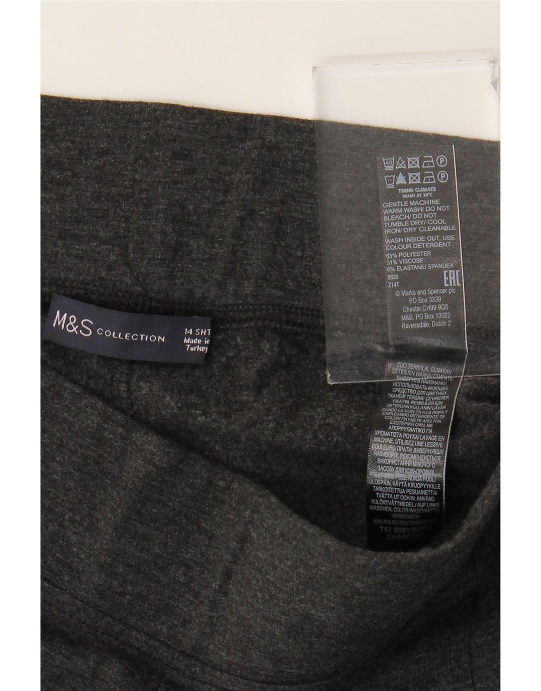 Leggings femininas Marks & Spencer UK 14 poliéster cinza grande